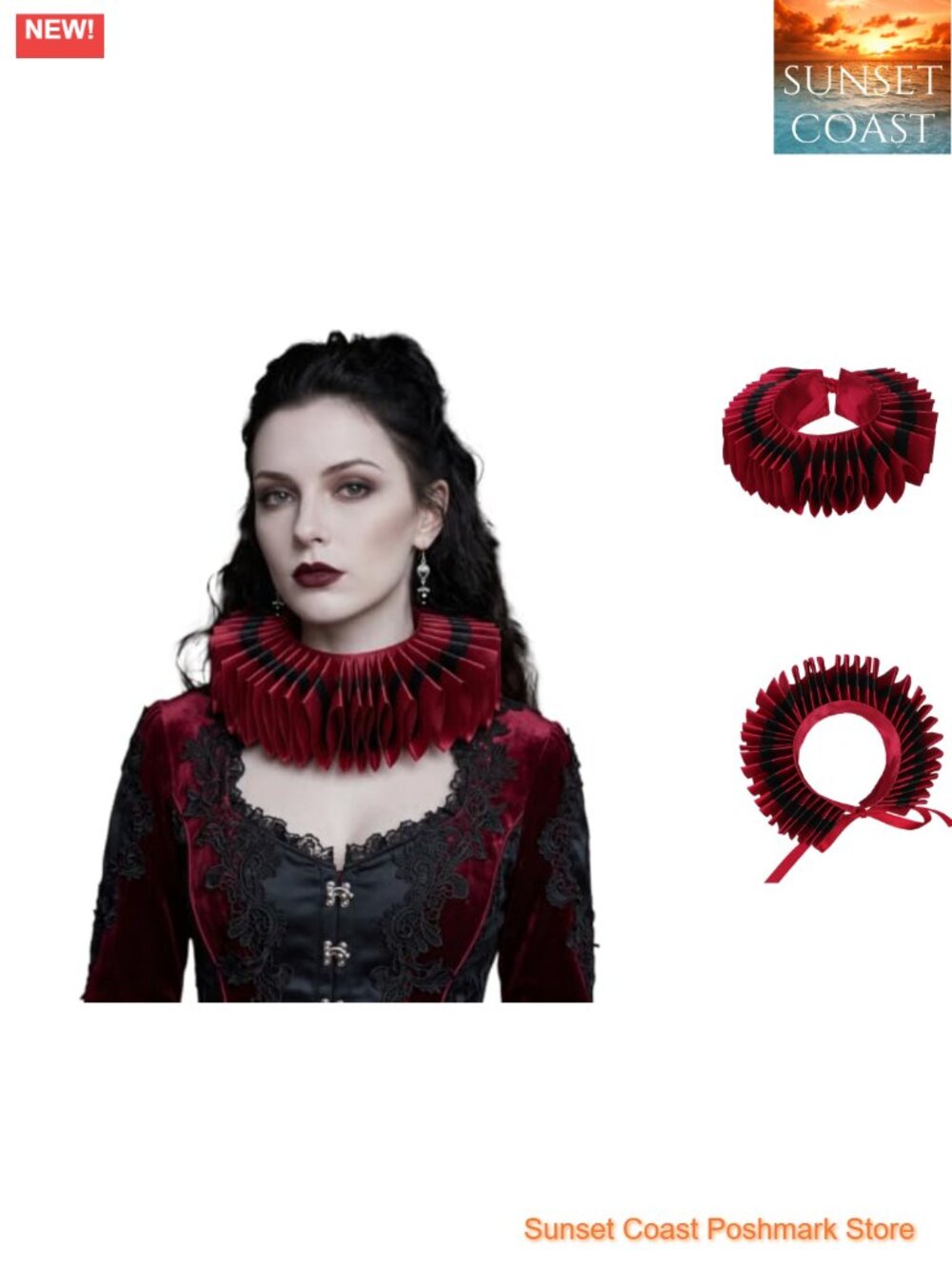 Renaissance Ruffled Satin Neck Ruff Multi-Layer Pleated Cosplay Collar